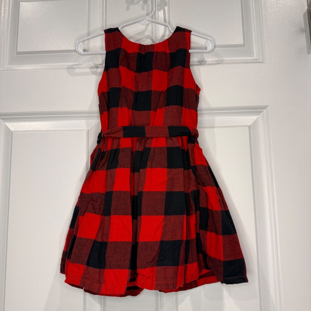 Carter's Toddler Girls Red Black Buffalo Plaid Holiday Sleeveless Dress Size 3T